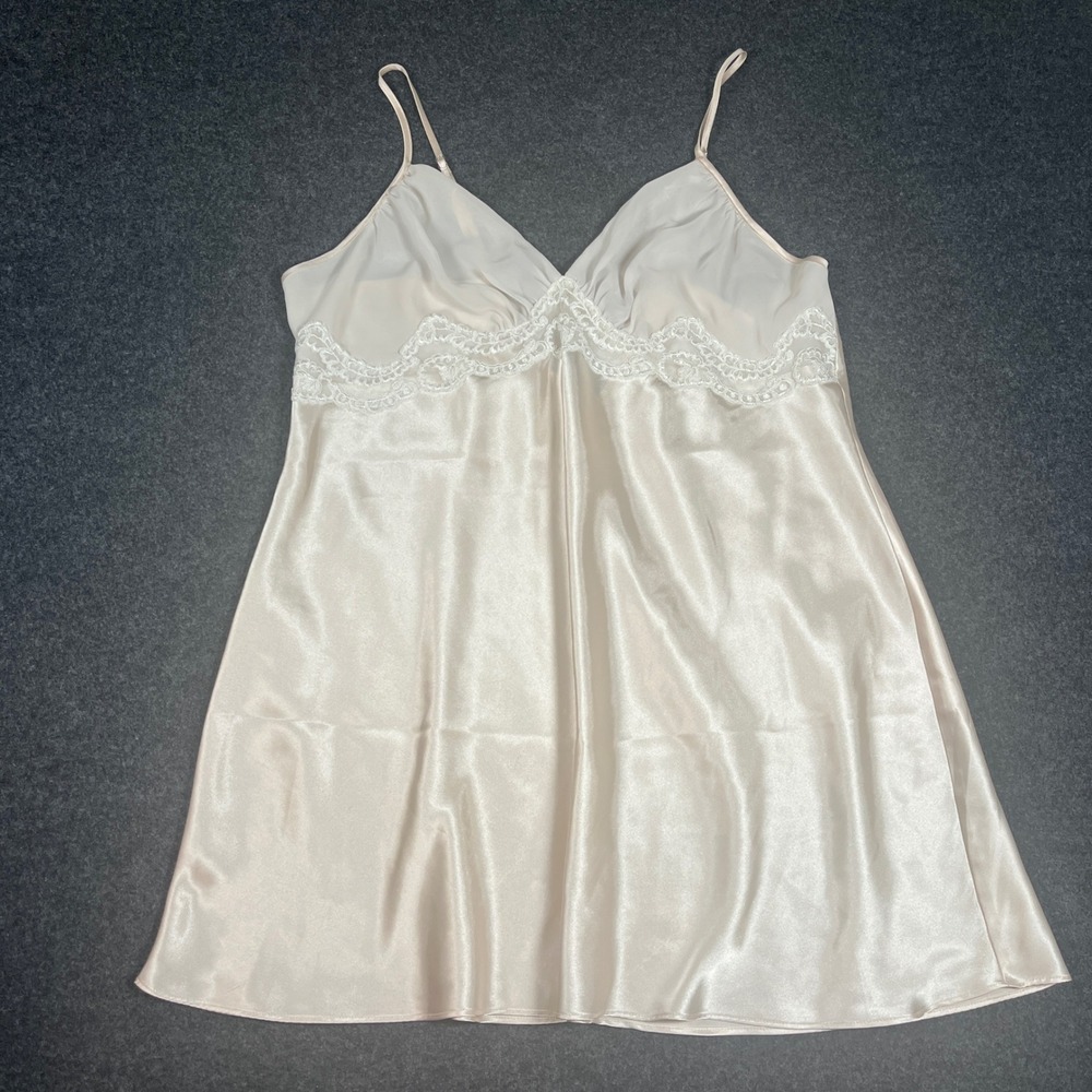 Secret Treasures Light‎ Beige Satin Lace Trim Chemise Nightgown Size 2X